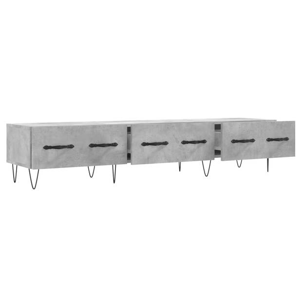 The Living Store TV-meubel - betongrijs - 150 x 36 x 30 cm - 3 lades - bewerkt hout en ijzer