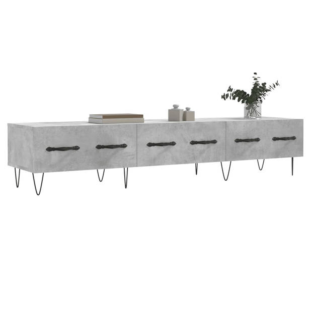 The Living Store TV-meubel - betongrijs - 150 x 36 x 30 cm - 3 lades - bewerkt hout en ijzer