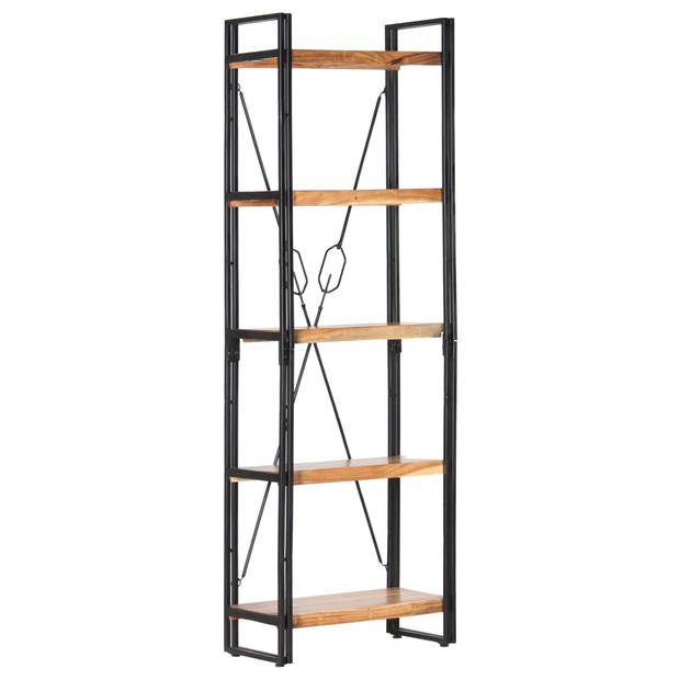 The Living Store Boekenkast - 5-laags - 60 x 30 x 180 cm - Acaciahout - Staal
