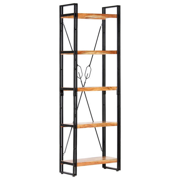 The Living Store Boekenkast - 5-laags - 60 x 30 x 180 cm - Acaciahout - Staal