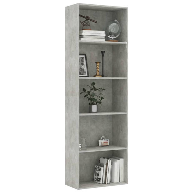 vidaXL Boekenkast met 5 schappen 60x30x189 cm bewerkt hout betongrijs