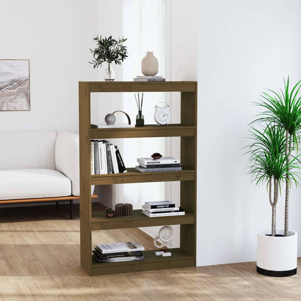 The Living Store Boekenkast Grenenhout - 80 x 30 x 135.5 cm - Honingbruin