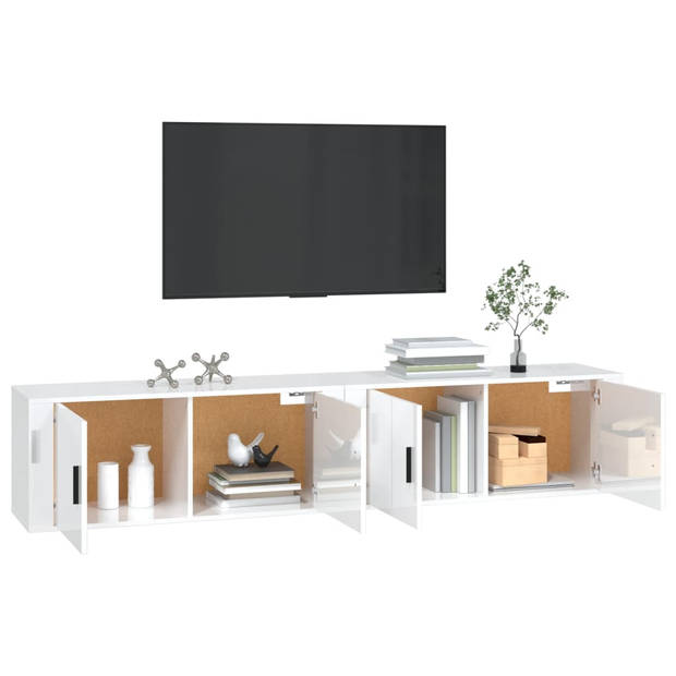 The Living Store TV wandmeubel - Hoogglans wit - 100 x 34.5 x 40 cm (B x D x H) - 2 stuks