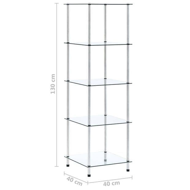 The Living Store Vitrinekast - Glas - 40 x 40 x 130 cm - 5 lagen