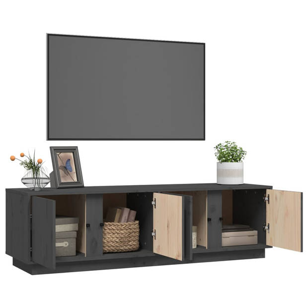 The Living Store Tv-meubel - Grenenhout - 140 x 40 x 40 cm - Grijs