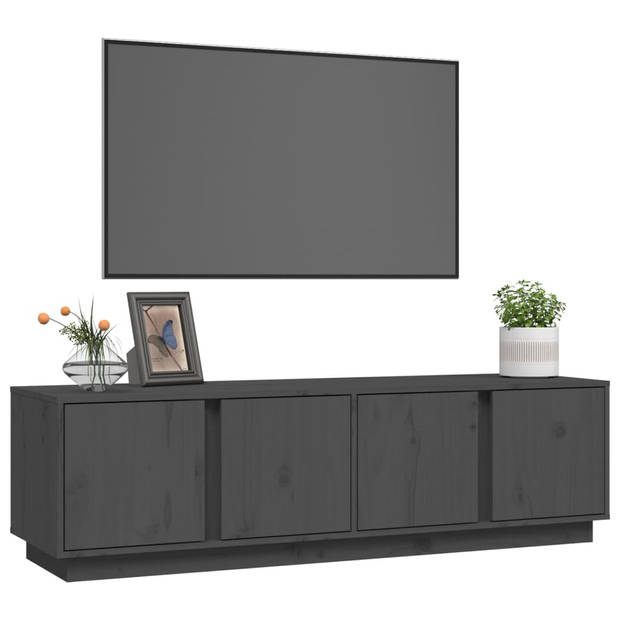 The Living Store Tv-meubel - Grenenhout - 140 x 40 x 40 cm - Grijs