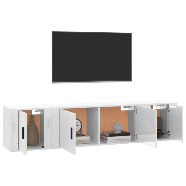 The Living Store Televisiekastenset hoogglans wit - TV-meubel 100 x 34.5 x 40 cm - 2x TV-meubel 40 x 34.5 x 40 cm -