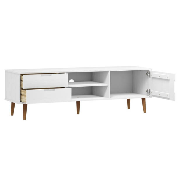 The Living Store MOLDE Tv-kast - 158x40x49 cm - Wit - Massief grenenhout