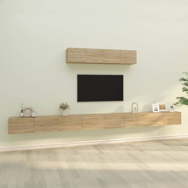 The Living Store Tv-meubelset Sonoma Eiken - 4x 100x30x30cm - 2x 80x30x30cm