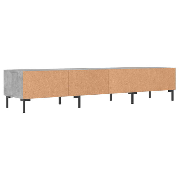 The Living Store TV-meubel Betongrijs - 150 x 36 x 30 cm - bewerkt hout en ijzer