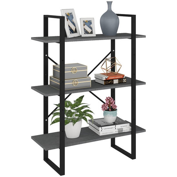 The Living Store Boekenkast - Industrieel - Meubel - 80x30x105 cm - Grijs