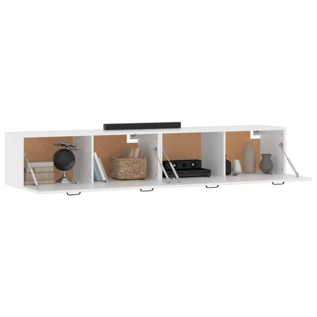 The Living Store Wandkast - Hangkast 2 Vakken - Wit - 100 x 36.5 x 35 cm - Bewerkt Hout