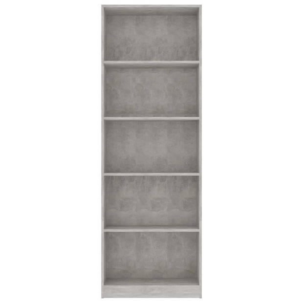 The Living Store Boekenkast - Betongrijs - 60 x 24 x 175 cm - Hoogwaardig bewerkt hout