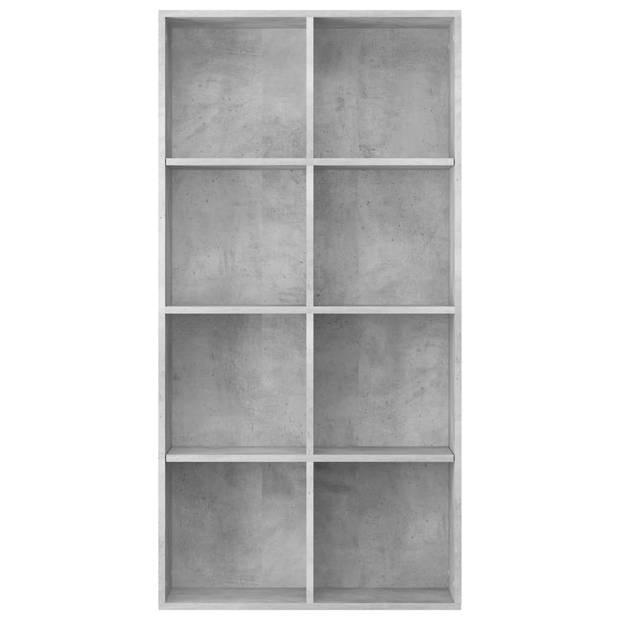 The Living Store Boekenkast - Betongrijs - 66 x 30 x 130 cm - Bewerkt hout - 8 vakken