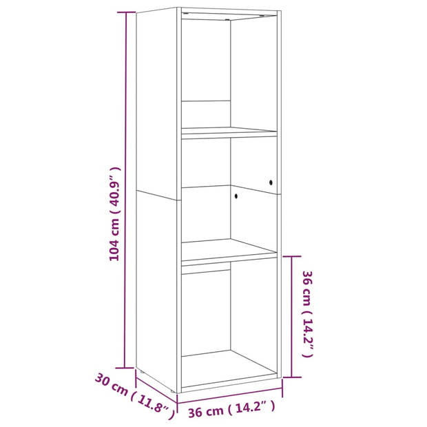 The Living Store Boekenkast - Sonoma Eiken - 36 x 30 x 114 cm - 3 Vakken