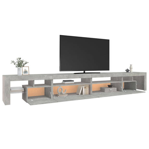 The Living Store TV-meubel - Bewerkt Hout - 290 x 36.5 x 40 cm - Met RGB LED-verlichting