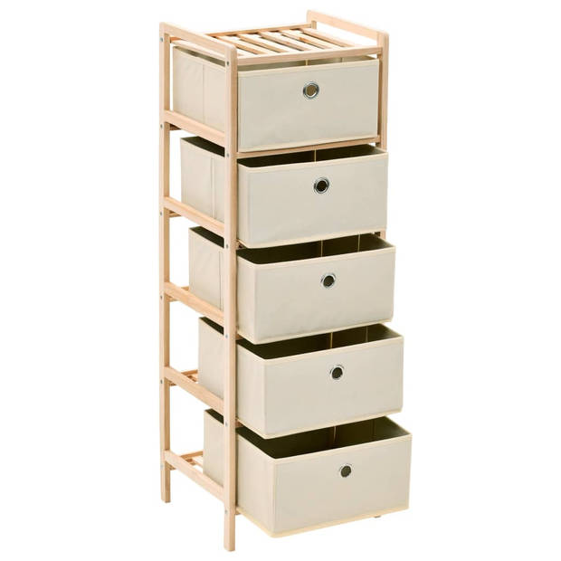 The Living Store Opslagmeubel - Opbergrek met 5 Manden - 32 x 26 x 93 cm - Beige