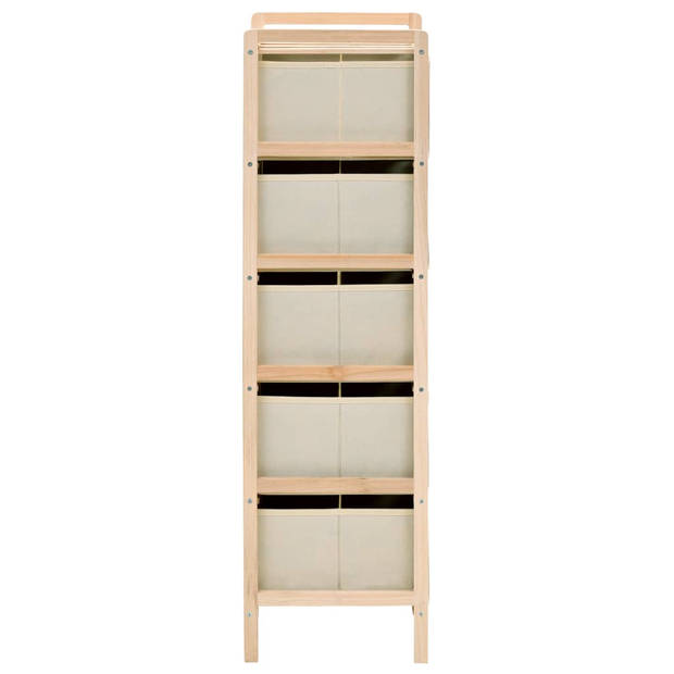 The Living Store Opslagmeubel - Opbergrek met 5 Manden - 32 x 26 x 93 cm - Beige