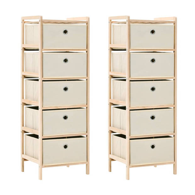 The Living Store Opslagmeubel - Opbergrek met 5 Manden - 32 x 26 x 93 cm - Beige