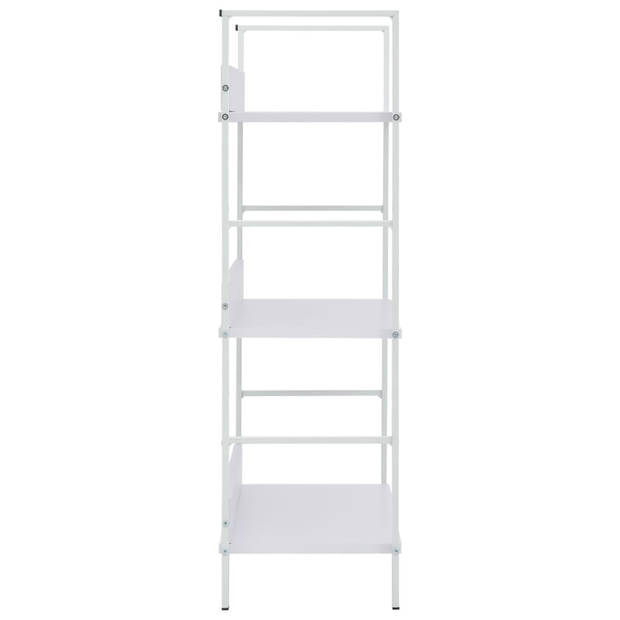 The Living Store Boekenkast 3-laags - 60 x 27.6 x 90.5 cm - Wit - spaanplaat en staal