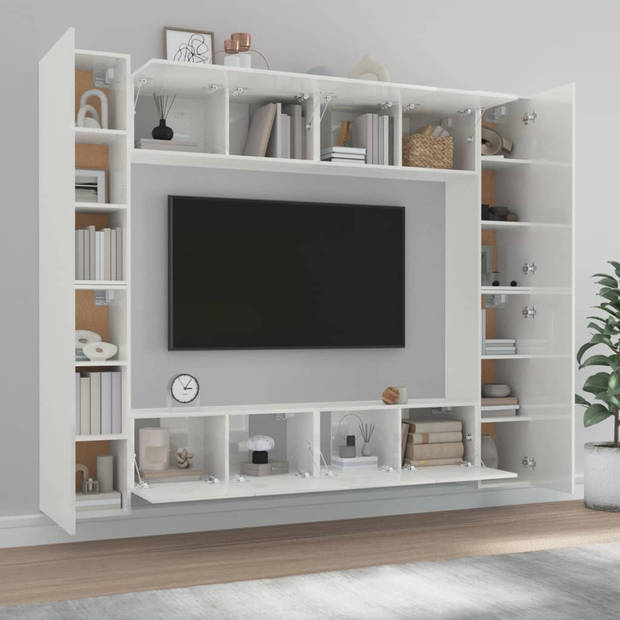 The Living Store Televisiemeubelset - Klassiek - Hoogglans wit - 80 x 30 x 30 cm - 30.5 x 30 x 90 cm