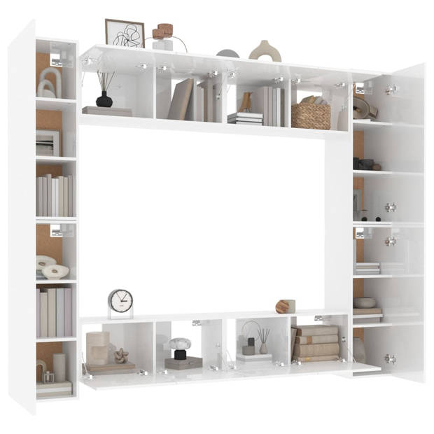 The Living Store Televisiemeubelset - Klassiek - Hoogglans wit - 80 x 30 x 30 cm - 30.5 x 30 x 90 cm