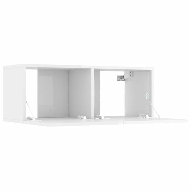 The Living Store Televisiemeubelset - Klassiek - Hoogglans wit - 80 x 30 x 30 cm - 30.5 x 30 x 90 cm