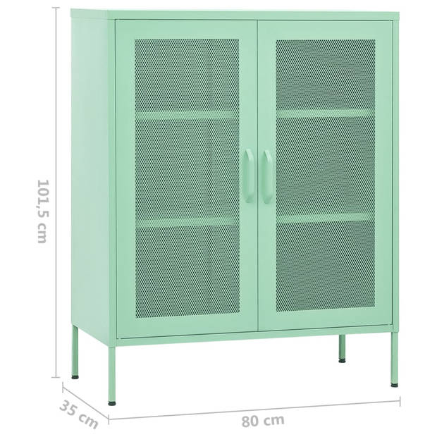 The Living Store Bijzetkast - Staal - 80 x 35 x 101.5 cm - Mint