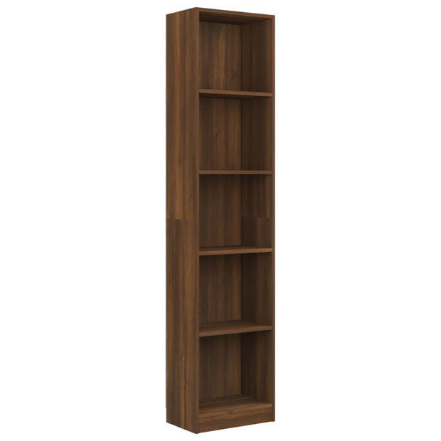 The Living Store Boekenkast - Bruineiken - 40 x 24 x 175 cm - 5-laags