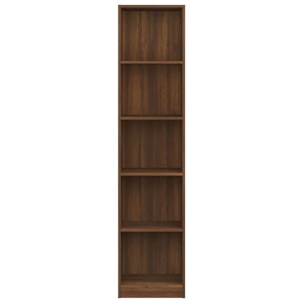 The Living Store Boekenkast - Bruineiken - 40 x 24 x 175 cm - 5-laags