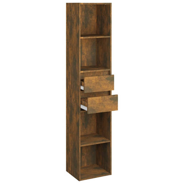 The Living Store Boekenkast Gerookt Eiken - Hout - 36x30x171 cm - Ruime opbergruimte