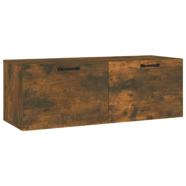 The Living Store Wandkast - Smoked Oak - 100 x 36.5 x 35 cm - Hoge kwaliteit - 2 lades