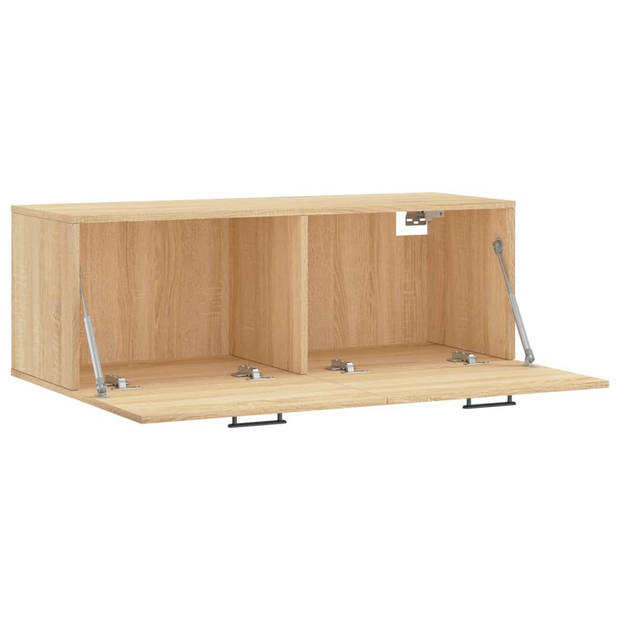 The Living Store Wandkast Sonoma Eiken - Zwevend - 100 x 36.5 x 35 cm - Duurzaam hout - Montage vereist