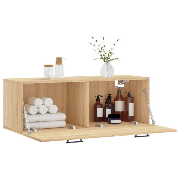 The Living Store Wandkast Sonoma Eiken - Zwevend - 100 x 36.5 x 35 cm - Duurzaam hout - Montage vereist