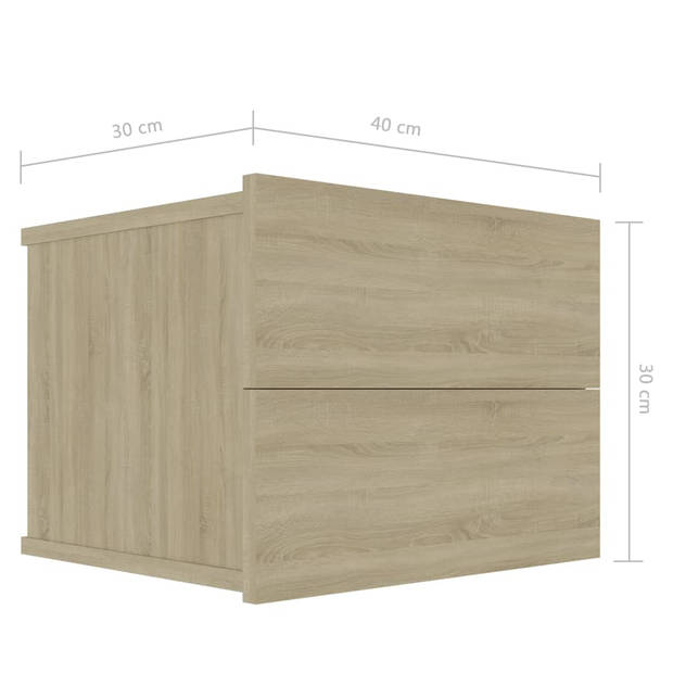 vidaXL Nachtkastjes 2 st 40x30x30 cm bewerkt hout sonoma eikenkleurig