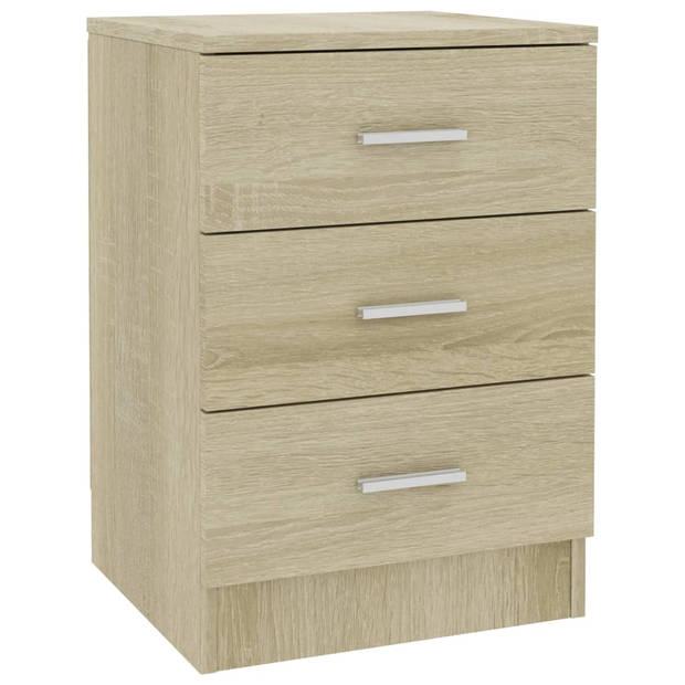 vidaXL Nachtkastjes 2 st 38x35x56 cm bewerkt hout sonoma eikenkleurig