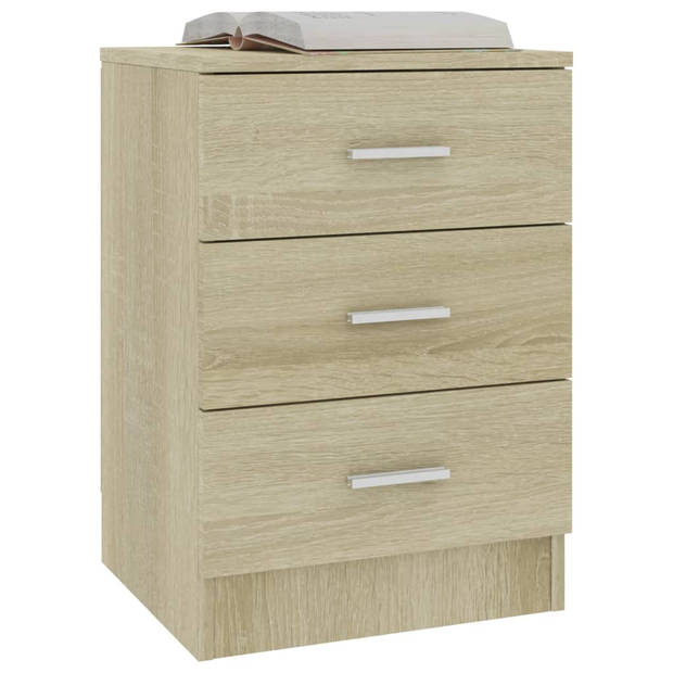 vidaXL Nachtkastjes 2 st 38x35x56 cm bewerkt hout sonoma eikenkleurig