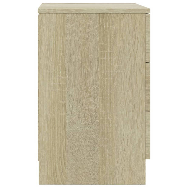 vidaXL Nachtkastjes 2 st 38x35x56 cm bewerkt hout sonoma eikenkleurig