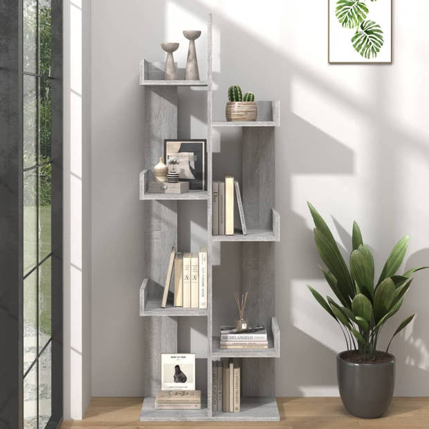 The Living Store Boekenkast Boom - 48 x 25.5 x 140 cm - Grijs Sonoma Eiken