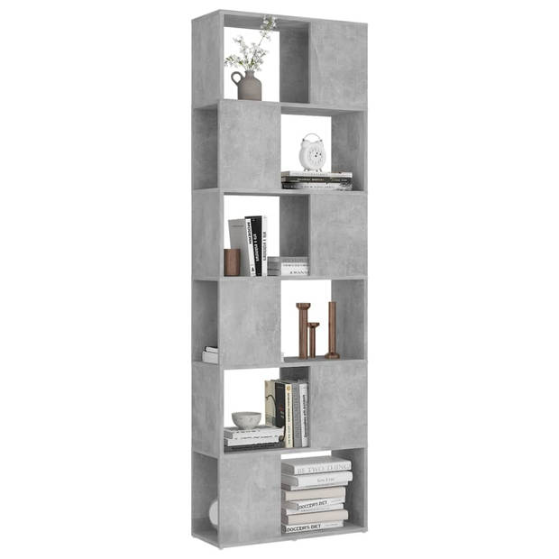 The Living Store Boekenkast/kamerscherm 60x24x186 cm spaanplaat betongrijs - Kast