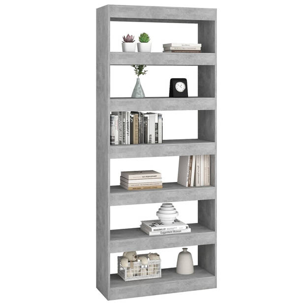 vidaXL Boekenkast/kamerscherm 80x30x198 cm bewerkt hout betongrijs