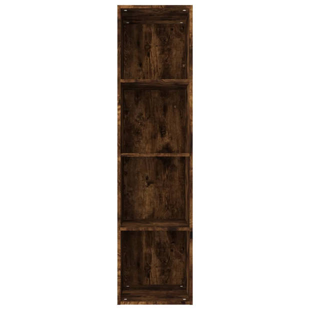 The Living Store Boekenkast Gerookt Eiken - 36 x 30 x 143 cm - Duurzaam hout - Veelzijdig - Wandmontage - Inclusief