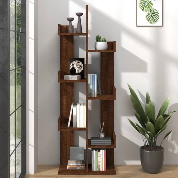 The Living Store Boomvormige Boekenkast - Bruineiken - 48 x 25.5 x 140 cm - Materiaal- Bewerkt Hout