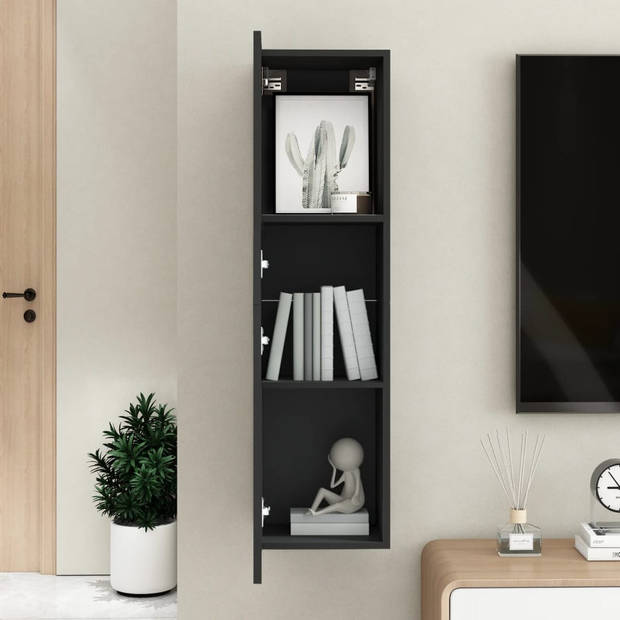 The Living Store Wandkast X - Televisiekast - 30.5 x 30 x 110 cm - Zwart