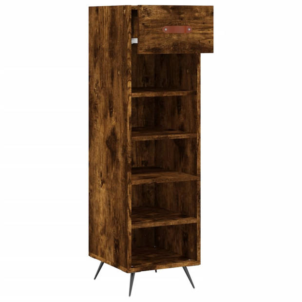 The Living Store Schoenenkast - Gerookt Eiken - Meubelen - 30x35x105 cm - Duurzaam materiaal