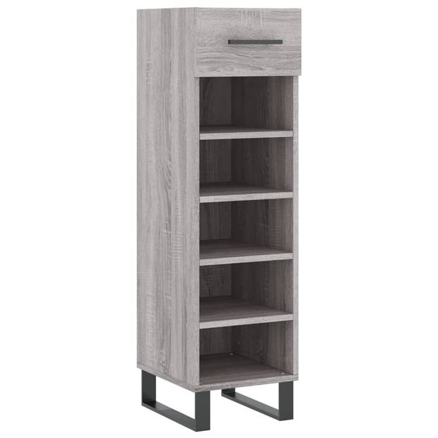 The Living Store Schoenenkast Grijs Sonoma Eiken - 30 x 35 x 105 cm (B x D x H) - Duurzaam materiaal