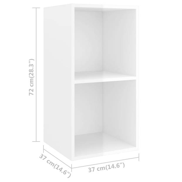 The Living Store TV-meubel set - hoogglans wit - 1x 37x37x72cm + 2x 37x37x107cm - spaanplaat