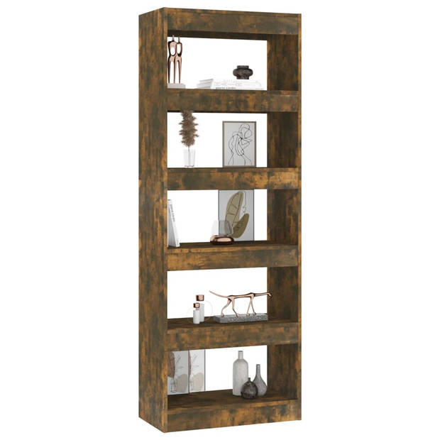 The Living Store Boekenkast Gerookt Eiken - 60 x 30 x 166 cm - Stevig en praktisch