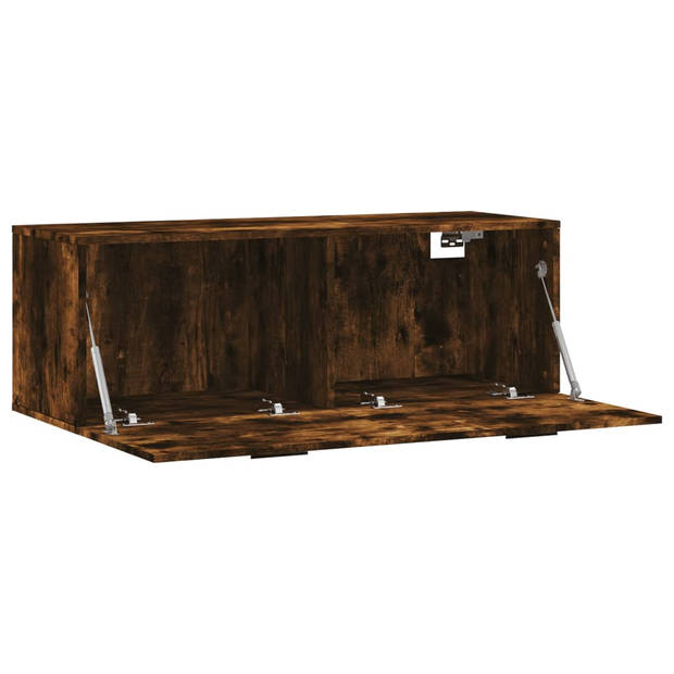 The Living Store Wandkast - Gerookt Eiken - 100 x 36.5 x 35 cm - Duurzaam Hout