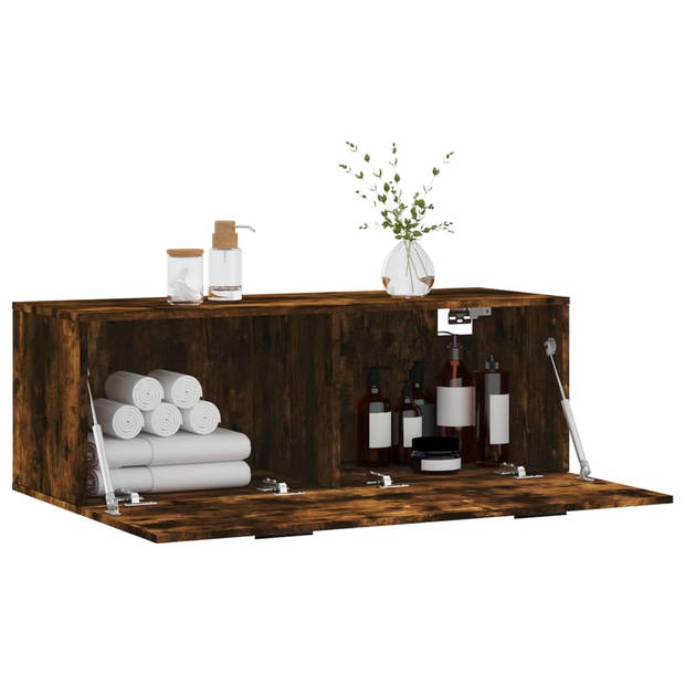 The Living Store Wandkast - Gerookt Eiken - 100 x 36.5 x 35 cm - Duurzaam Hout